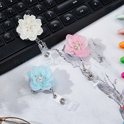 3 個 3 色 ABS プラスチック格納式バッジリール  カードホルダー  プラチナ鉄スナップボタン付き  花  ミックスカラー  93x48x36mm  1pc /カラー&nbsp;AJEW-DC0003-74