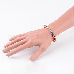 Wood Round Bead Kids Bracelets Stretch Bracelets&nbsp;BJEW-JB02279