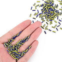 不透明な色ツートンシードガラスラッパビーズ  丸い穴  ラウンドラッパ  ブルー  4.5~7.5x2.5mm  穴：0.8~1mm  約450g /ポンド&nbsp;SEED-T006-02B-03