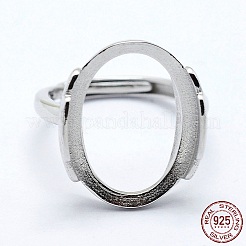 Anti-Tarnish Rhodium Plated 925 Sterling Silver Finger Ring Components&nbsp;STER-G027-10P
