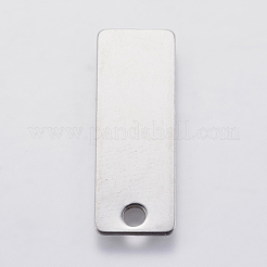変色しにくい201ステンレススチールペンダント  長方形  空白タグのスタンプ  ステンレス鋼色  25x9x1mm  穴：2.5mm&nbsp;STAS-F139-030P