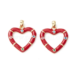 Rack Plating Brass Micro Pave Colorful Cubic Zirconia Pendants&nbsp;KK-D073-07G