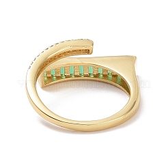 Green Cubic Zirconia Rectangle Open Ring&nbsp;RJEW-P032-26G