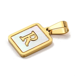 PVD Vacuum Plating 304 Stainless Steel Pave Natural White Shell Pendants&nbsp;STAS-S130-03G-R