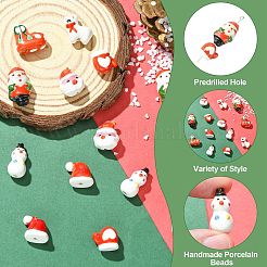 14Pcs 7 Styles Christmas Handmade Porcelain Beads&nbsp;PORC-CJ0001-36