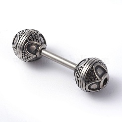 316サージカルステンレスビーズ  ダンベル  アンティークシルバー  31x9.5mm  穴：1mm&nbsp;STAS-F190-21AS
