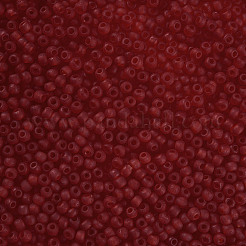 12/0 FGBグレードAラウンドガラスシードビーズ  透明なつや消しスタイル  暗赤色  2x1.5mm  穴：0.8mm  30000個/袋&nbsp;SEED-Q006-M08
