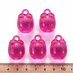 秋のテーマ透明アクリル ペンダント  多面カット  3d柿  カメリア  27.5x19.5mm  穴：4mm  約95個/500g&nbsp;TACR-T024-04B-906