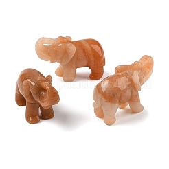 天然のレッドアベンチュリン彫刻象の装飾  ホームデスクトップ装飾用  52~56x19x32~35mm&nbsp;DJEW-M013-01B