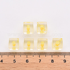 透明なアクリルビーズ  キューブ  ゴールド  8x7.5x7.5mm  穴：1.8mm  約396個/220g&nbsp;LS-TACR-S154-12A-81
