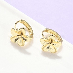 Flower Brass Hoop Earrings&nbsp;EJEW-Z102-01G