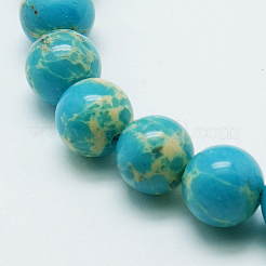 合成インペリアルジャスパービーズ連売り  染め  ラウンド  シアン  8mm  穴：1mm  約48個/連  15.5インチ&nbsp;G-H014-5-2