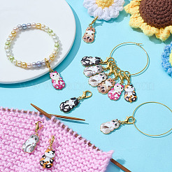12Pcs 6 Colors Cat Alloy Enamel Pendant Locking Stitch Markers&nbsp;HJEW-HY00105