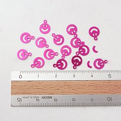 オーナメントアクセサリープラスチック製スパンコール/スパンコールビーズ  笑顔  濃いピンク  8x6x0.1mm  穴：0.8mm&nbsp;PVC-E001-13-YD02
