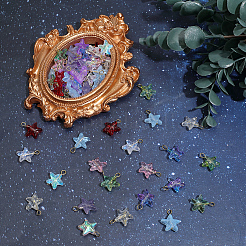 100Pcs Starfish Gradient Color Baking Paint Transparent Glass Pendants&nbsp;PALLOY-BM00031