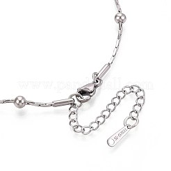 1.2mm 304ステンレススチール製ラウンドボールボストンリンクチェーンネックレス  変色しない  ステンレス鋼色  15.94~16.14インチ（40.5~41cm）&nbsp;NJEW-N058-09P