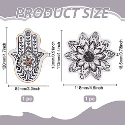 2Pcs 2 Styles Floral Hamsa Hand Flower Porcelain Trinket Dishes&nbsp;AJEW-ME0003-92