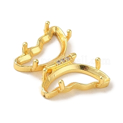 Rack Plating Brass Pave Clear Cubic Zirconia Pendant Cabochon Settings&nbsp;KK-M285-21G
