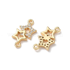 真鍮製マイクロパヴェクリアキュービックジルコニアコネクターチャーム  スターリンク  18KGP本金メッキ  15.5x8x2mm  穴：1mm&nbsp;X-KK-P355-27G