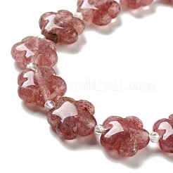 天然石ストロベリークォーツビーズ連売り  5  - 花びらの花  14~15x14~15x6~7mm  穴：1.2mm  約27個/連  16.14''（41~44.5センチメートル）&nbsp;G-D475-02G