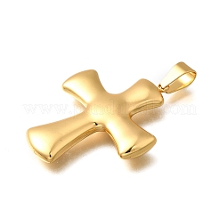 304ステンレスペンダント  クロスチャーム  ゴールドカラー  43x36x5.5mm  穴：9.5x5mm&nbsp;BJEW-H200-11G-03