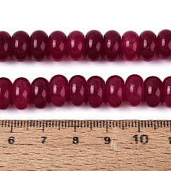 天然石ホワイトジェイドビーズ連売り  滑らかなロンデル  染め  カメリア  10~10.5x5.5~6mm  穴：0.7~1.2mm  約61~69個/連  14.37~15.55インチ（36.5~39.5cm）&nbsp;G-Q613-01F-28
