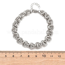 ツイスト304ステンレススチールダブルリングリンクチェーンブレスレット（女性用）  イオンプレーティング（ip）  ステンレス鋼色  6.73インチ（17.1cm）&nbsp;BJEW-G780-06P-02