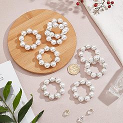 ストレッチナプキンリング  ナプキンホルダー装飾  真鍮とプラスチックの真珠ビーズ付き  場所セッティング用  ウェディング＆パーティーデコレーション  プラチナ  12mm  8pc&nbsp;AJEW-FG0001-66