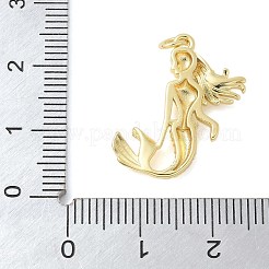 真鍮チャーム  人魚のチャーム  鉛フリー＆カドミウムフリー  長持ちメッキ  丸カン付き  18KGP本金メッキ  22x19x3mm&nbsp;KK-K298-42G