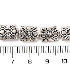 長方形チベットスタイル合金ビーズ連売り  カドミウムフリー＆ニッケルフリー＆鉛フリー  12x9x4.5mm  穴：1mm  約17個/連&nbsp;TIBEB-O007-51-NR