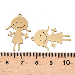 ステンレスペンダント201個  小さな女の子のチャーム  ゴールドカラー  27.5x18x1mm  穴：1.4mm&nbsp;STAS-I364-11G