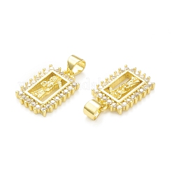 Rack Plating Brass Micro Pave Clear Cubic Zirconia Pendants&nbsp;KK-C011-40G