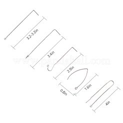 真鍮製スタッドピアスパーツ  耳通し/ピアスフック  プラチナ  7.4x7.2x1.7cm  10個/箱&nbsp;KK-SC0001-16P
