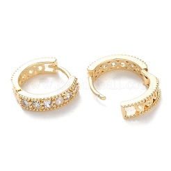 Brass Micro Pave Clear Cubic Zirconia Hoop Earrings&nbsp;EJEW-C121-07G