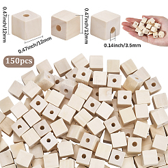 ウッドビーズ  キューブ  パパイヤホイップ  12x12x12mm  穴：3.5mm&nbsp;WOOD-SP0001-94B