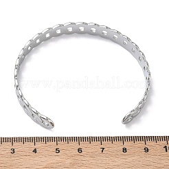 304ステンレススチール製カフバングル  女性用カーブチェーンバングル  ステンレス鋼色  内径：2.38x2.09インチ（6.05x5.3cm）&nbsp;BJEW-A160-03P