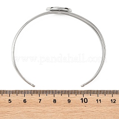Natural Paua Shell Flat Round 304 Stainless Steel Open Cuff Bangles&nbsp;BJEW-JB14372-02