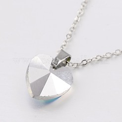 Heart Electroplated Glass Pendant Necklaces&nbsp;NJEW-JN01390
