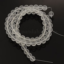 つや消しガラスビーズ連売り  模造クリスタルビーズ連売り  ラウンド  透明  6mm  穴：1mm  約65個/連  15インチ&nbsp;G-I081-02