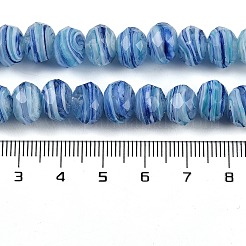 手作りランプワークビーズ連売り  多面カット  ロンデル  コーンフラワーブルー  10x7.5mm  穴：1.6mm  約60個/連  17.72''（45センチメートル）&nbsp;LAMP-T007-13P