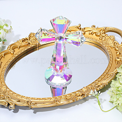 Glass Cross Display Decoration&nbsp;DJEW-WH0063-65B
