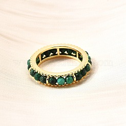 オリジナルデザインのスターリングシルバーの指輪925個  天然マラカイト  18KGP本金メッキ  5.5mm  内径：18mm&nbsp;RJEW-D321-01C-G