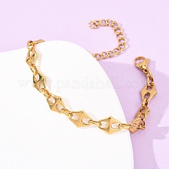 304 Stainless Steel Rhombus Link Chain Bracelets for Women&nbsp;BJEW-F536-09G