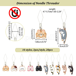 20個 10スタイル 304 ステンレススチール スレッド  合金エナメル猫のペンダント  ミックスカラー  47~57mm  2個/スタイル&nbsp;DIY-AB00044