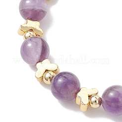 Natural Amethyst & Brass Beaded Bracelets for Women&nbsp;BJEW-JB12942-02
