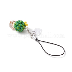 Christmas Theme Glass Seed & PVC Mobile Dustproof Plugs Pendant Decorations&nbsp;HJEW-MZ00338-03