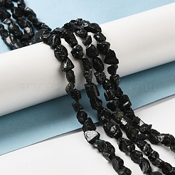 生の粗い天然ブラック トルマリン ビーズ 連売り  ナゲット  4.5~12x4.5~8x4~8mm  穴：0.9mm  約63~66個/連  15.47''~16.34''（39.3~41.5センチメートル）&nbsp;G-I283-G09-02