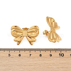 304ステンレススチールスタッドピアス  イオンプレーティング（ip）  蝶結び  14KGP本金メッキ  19.5x27.5mm&nbsp;EJEW-G423-32D-G