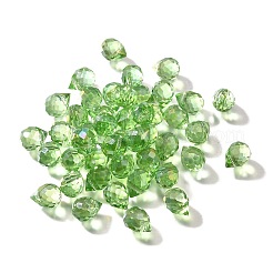 クリアガラスペンダント  ティアドロップチャーム  多面カット  ABカラーメッキ  ライムグリーン  10.5x8mm  穴：1.2mm&nbsp;GLAA-P070-A06