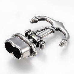 304ステンレススチールフック留め具  レザーコードブレスレット作り用  アンカー  アンティークシルバー  35x25x10mm  穴：6x12mm&nbsp;STAS-I091-07AS